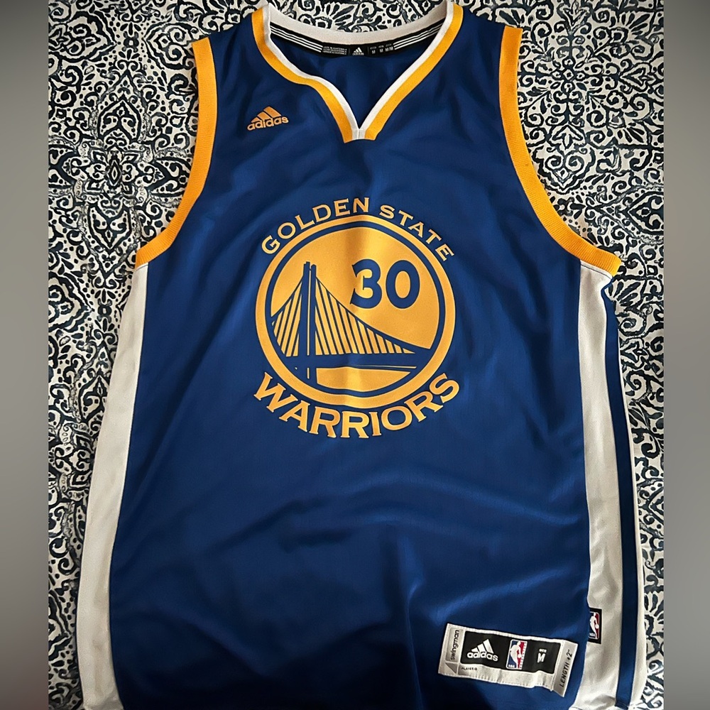 Adidas Blue and Yellow Golden State Warriors Jersey
